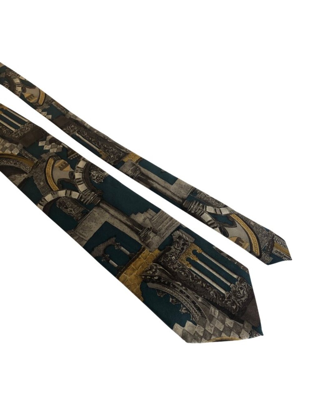 Structure Italian Silk Tie Architectural Print Mens Necktie Office Formal Gift